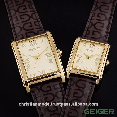 Couple Dress Watch for Men Women Japan Movement Brass Case Genuine Leather Strap GEIGER Brand Made i