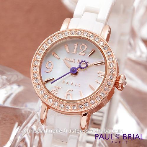 Lady Jewelry Watches Womens Ceramic Strap Water Resistant 30m Paul Brial Made in South Korea